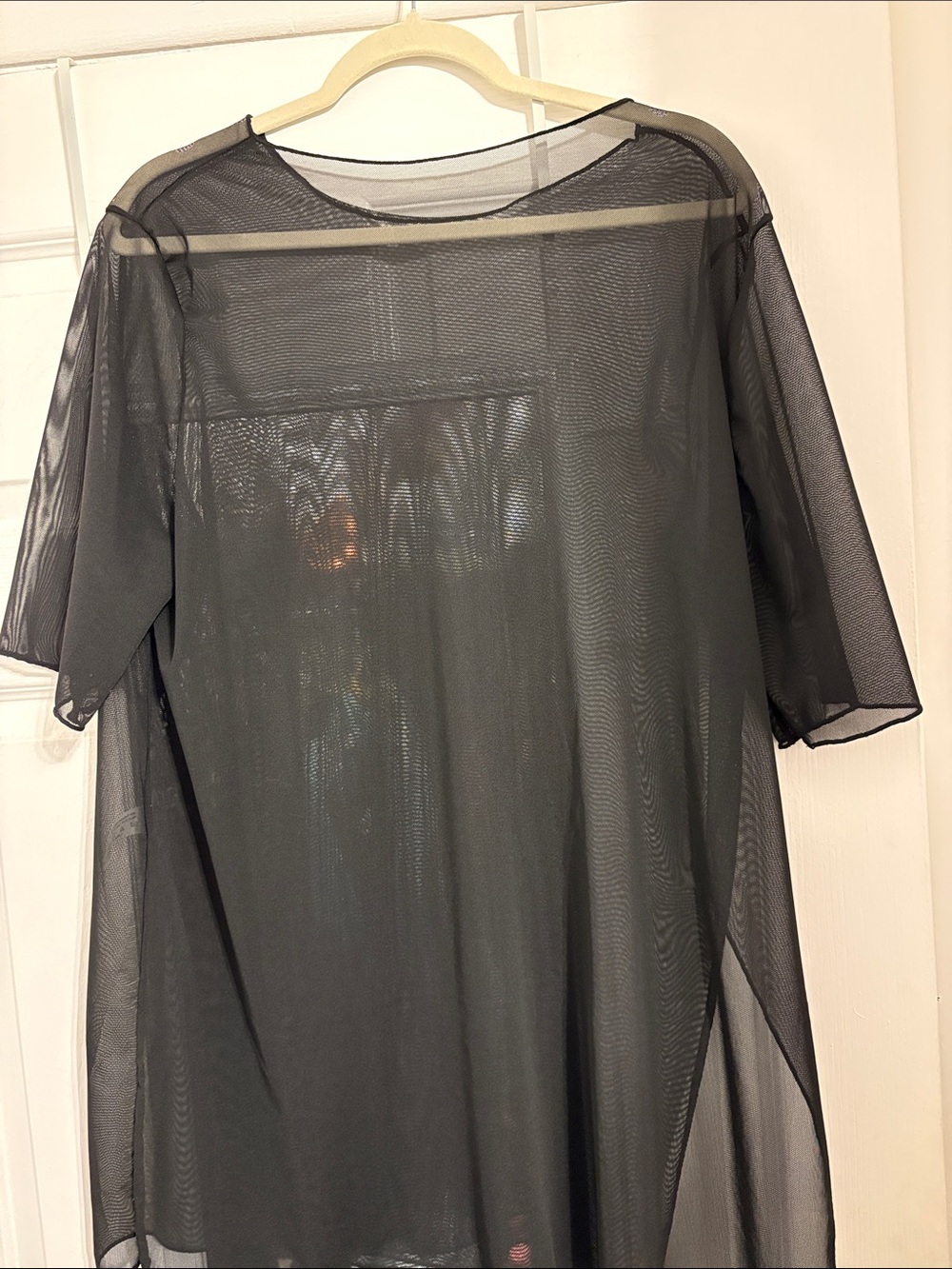 Black Sheer Mesh Swim Coverup PtP 24 inches Length 32